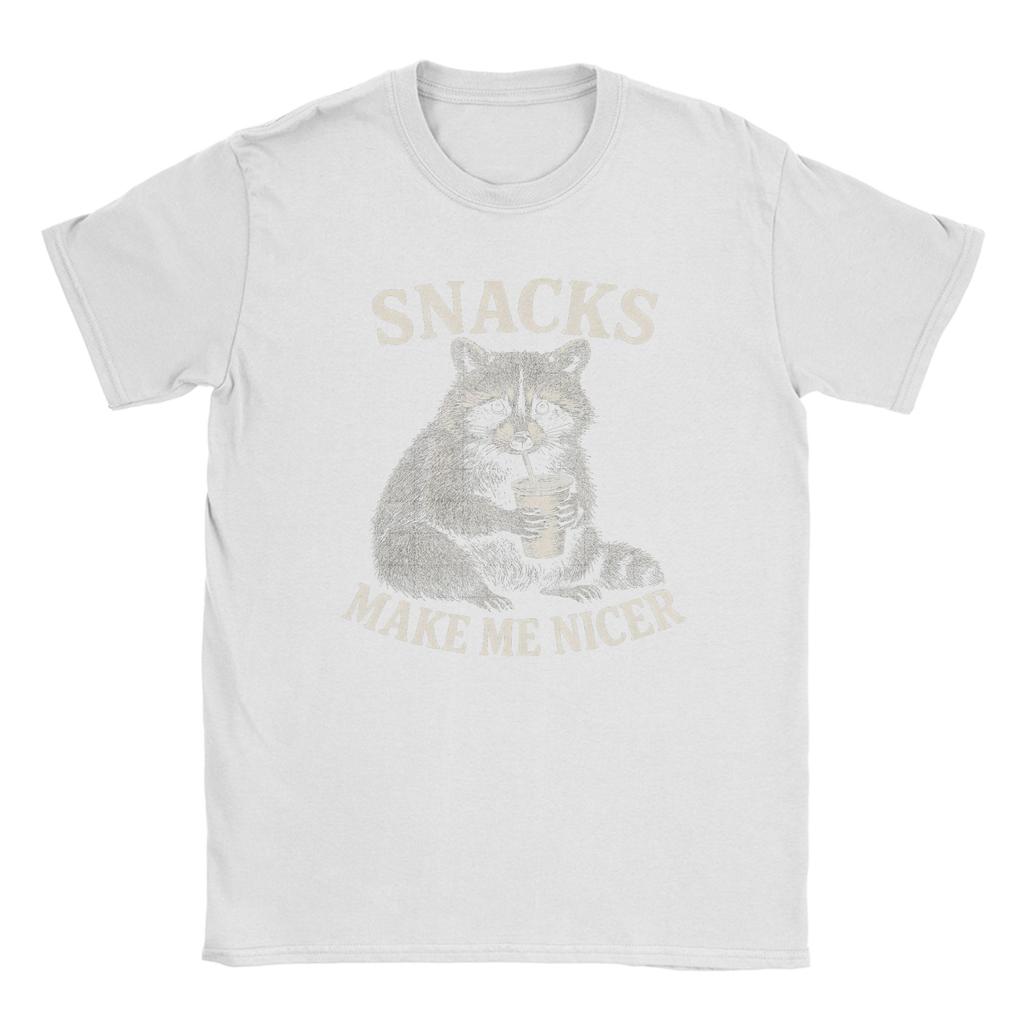 Snacks Make Me Nicer Raccoon Animal Sarcastic Saying Raccoon T Shirt Summer Cotton TShirts For Unisex Hip Hop Design Tshirt