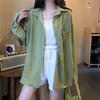 Весенне-осенняя однотонная рубашка, женская ниша, ретро, ​​гонконгский вкус, с длинными рукавами, женская рубашка большого размера