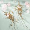 White Flower Fairy Ears Gold Leaf Non-Piercing Earrings  for Halloween Christmas Wedding Party