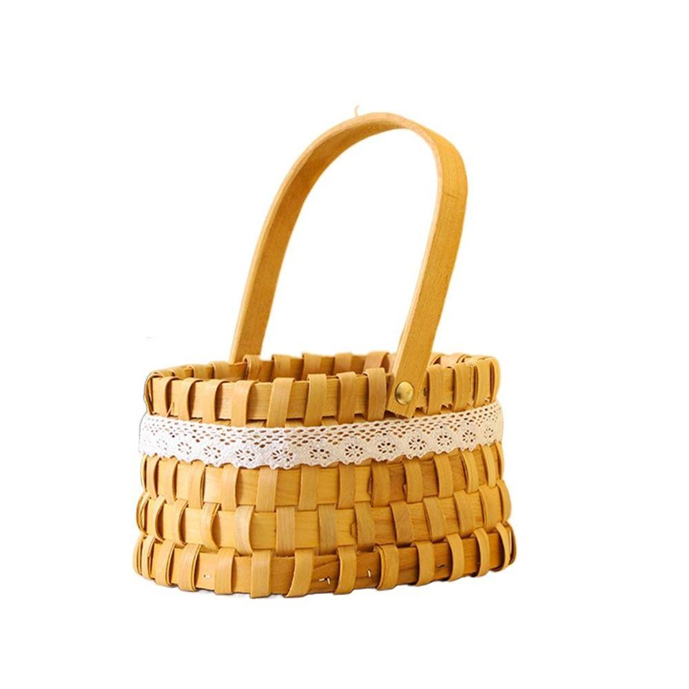 Brown Handheld Woven Flower Basket with Handle Decorative Baskets Gift Storage Basket