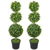 Potted Artificial Plants, Plastic Leaves, Flocked Soil, Green