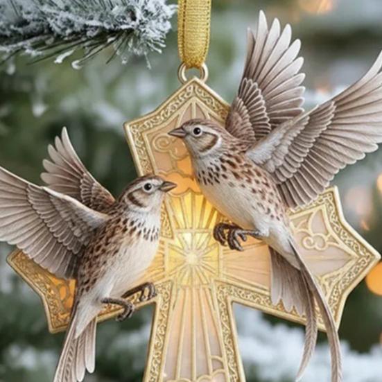 Bird Christmas Ornament Christian Symbol Hanging Decoration Bird And Faith Token Ornament for Xmas Tree Entryway Living Room Holiday Decor