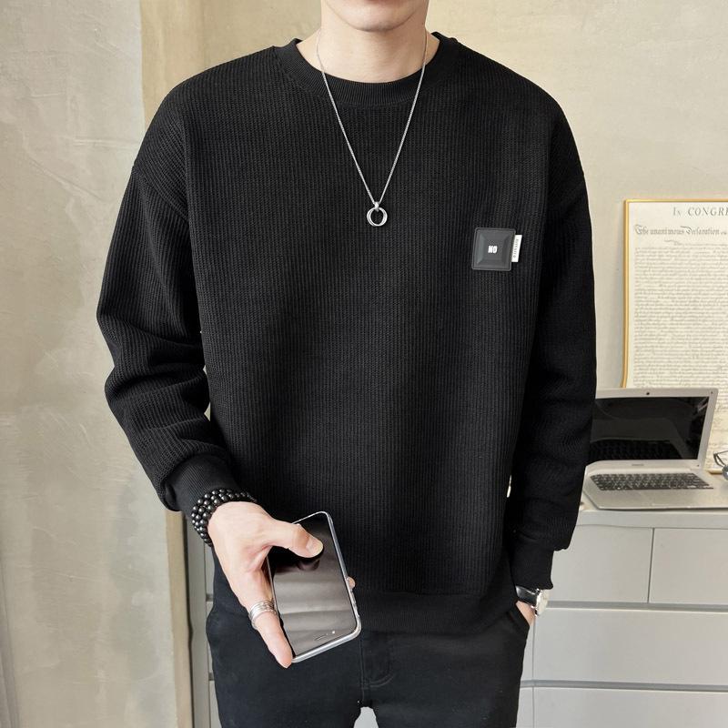 Свитер мужской весенне-осенний свободный круглый вырез повседневная мужская нижняя рубашка