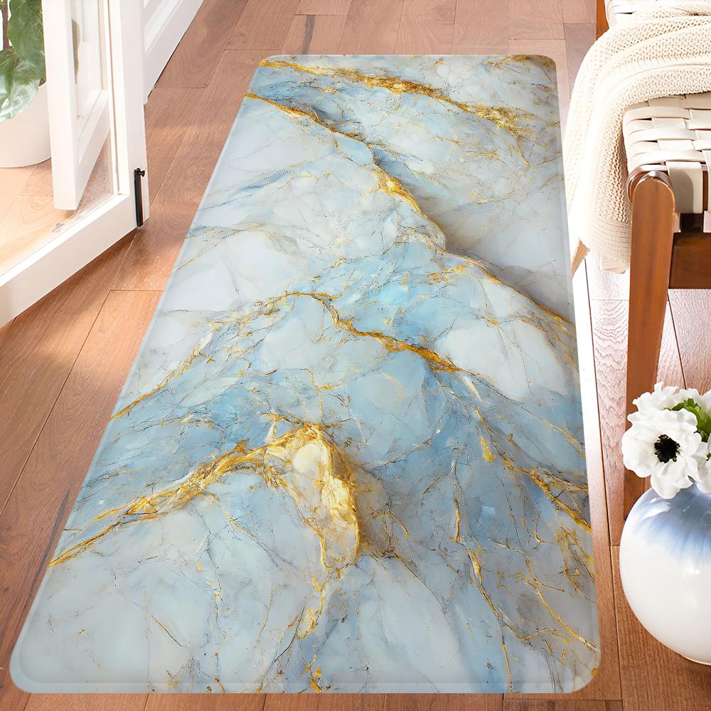 Цвет Синий Золотой Белый Мрамор Ковер для Прихожей Нескользящий Коврик для Прачечной Декор для Прачечной Балкон Детская Гостиная Туалетный Коврик
