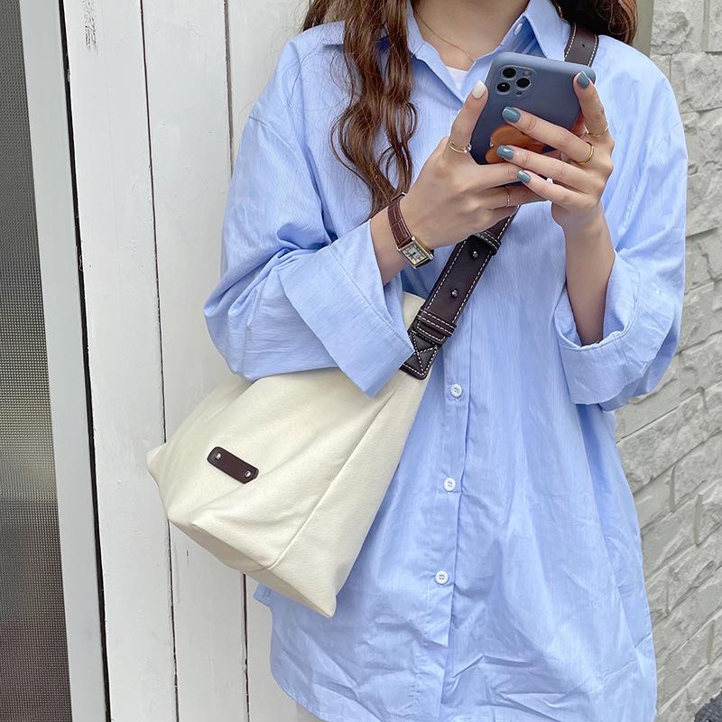 Простая холщовая женская сумка Ins Модные повседневные сумки на одно плечо Экологичные сумки Студенческая сумка для покупок большой вместимости Модная сумка-тоут