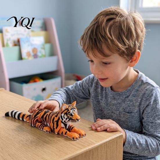 Articulated Tiger Figure 3D Printed Figure, Realistic Model with Movable Joints, Forest Animal Figurine for Home Office Bookshelf Stress Relief Toy