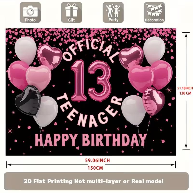 2D Foil Heart Balloon 13 Birthday Home Wall Decor