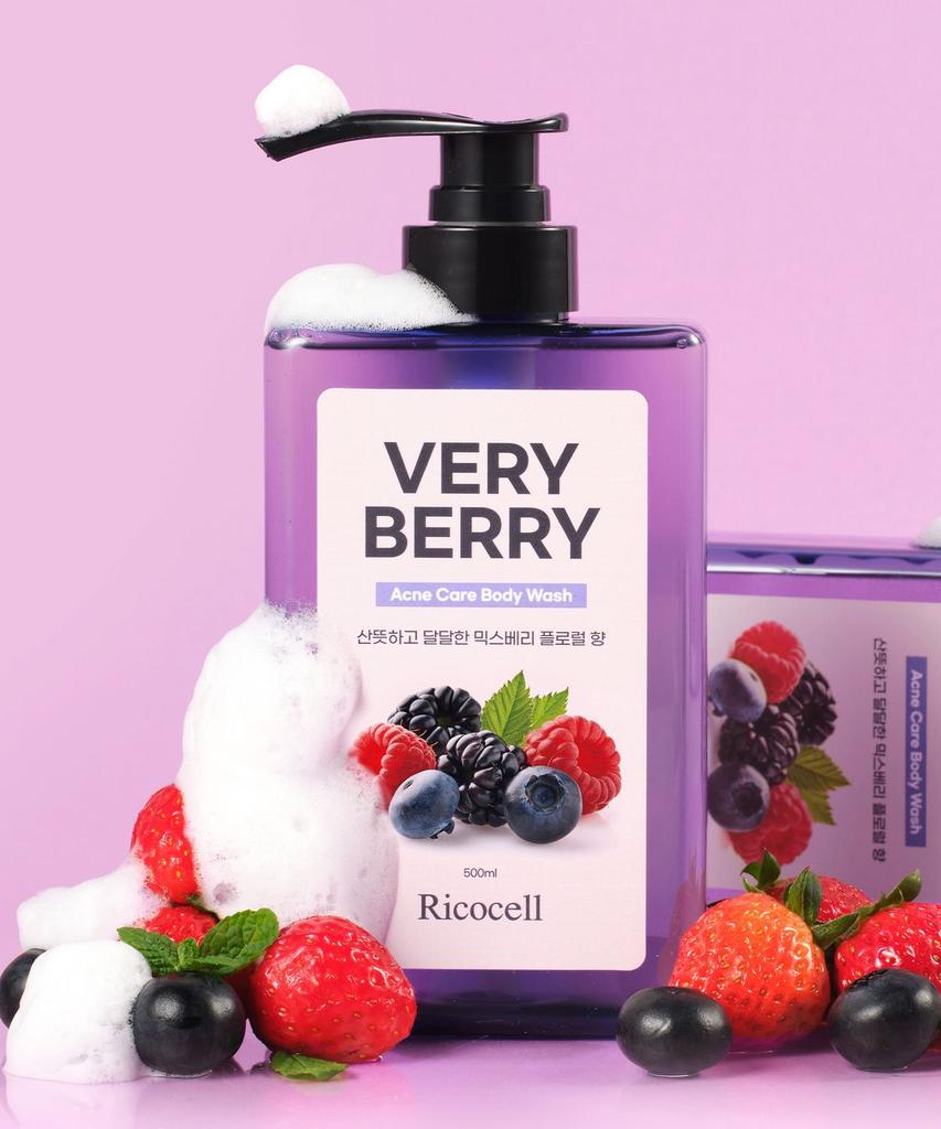 Ricocell Berry Berry Back Acne Care Body Wash 500ml Mildly Acidic Moisturizing Hypoallergenic Functional
