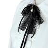 Womens Lace Ribbon Bowtie Brooch Pin Student JK Uniform Shirt Jabot Collar Pearl Pendant Pre-Tied Bowknot Necktie Clip