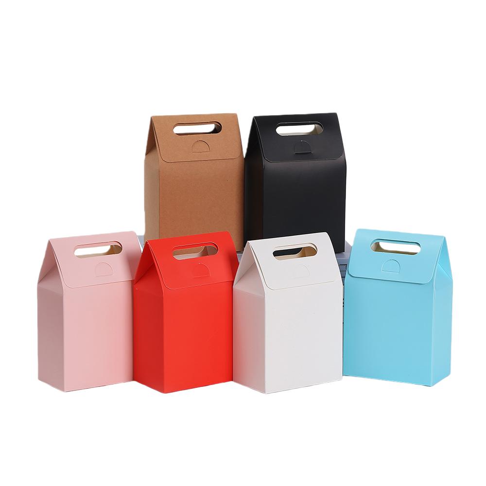 6/10pcs Recycled Cardboard Party Favor Paper Gift Bags for Birthday Party Cookies Pastries Small Business Packing