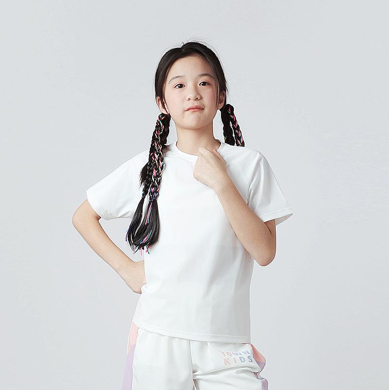 Летняя корейская версия детской одежды, новая спортивная одежда для мальчиков с коротким рукавом, для больших детей, топ из сухого льда, для девочек, футболка с коротким рукавом