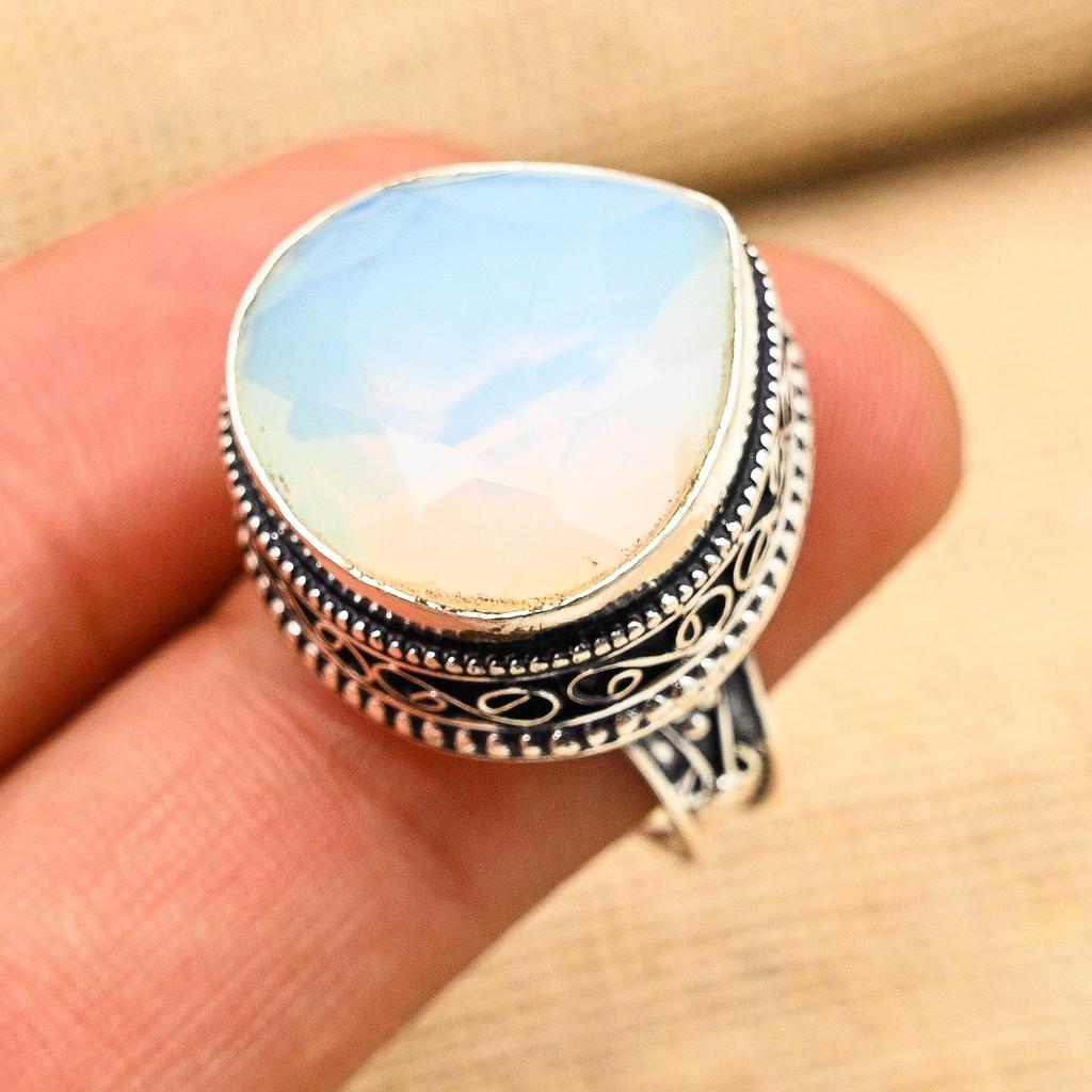 Ювелирные изделия из твердого серебра 925 пробы с чудесным молочным опалом и драгоценным камнем ручной работы