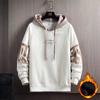 Свитер мужской осенне-зимний с капюшоном, свободный пуловер с буквенным принтом, корейский модный повседневный плюс бархатный с длинными рукавами