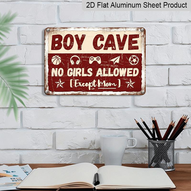 2D Flat Decorative Signs & Plaques1pc Vintage "Boy Cave No Girls Allowed Except Mom" Metal Aluminum Sign - 12X8 Inch - Retro Wall Decor for Game