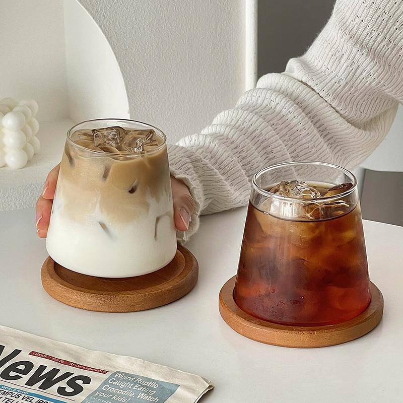 2/4pcs Glass Cup Cold Coffee Cups 300ml Drink Glass Cup Kitchen Accessorie 350ml Cup for Milk Tea Juice Cup Drink Glasses Bottle