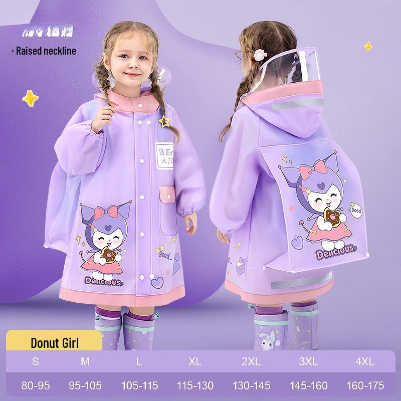 Детский плащ-пончо Bemei из ЭВА - Новый стиль для девочек, с местом для школьного рюкзака, цельный для детского сада и школы