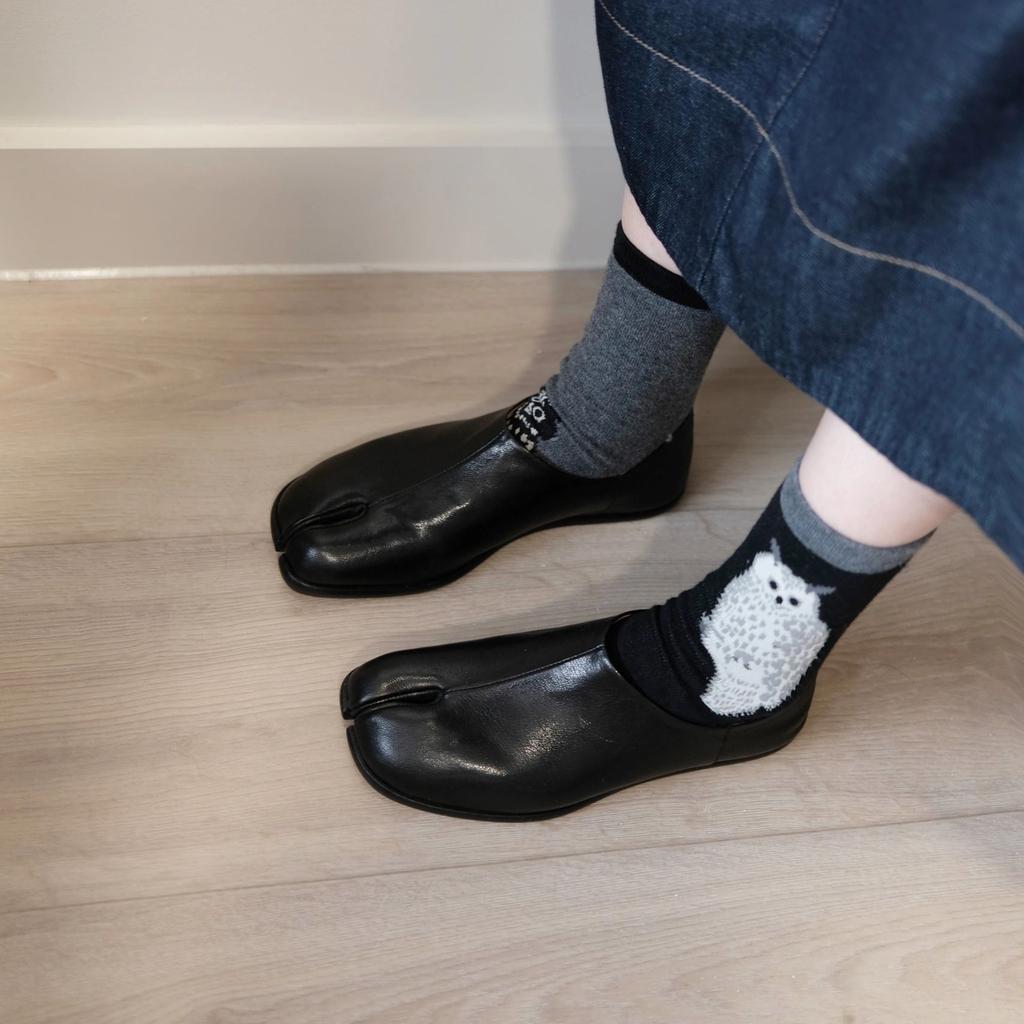 Sheepskin Version~ Korean Version, Niche Genuine Leather, Soft Leather, Stepping On Heels, Pig's Feet, Split-toed Women's Shoes, One Pedal