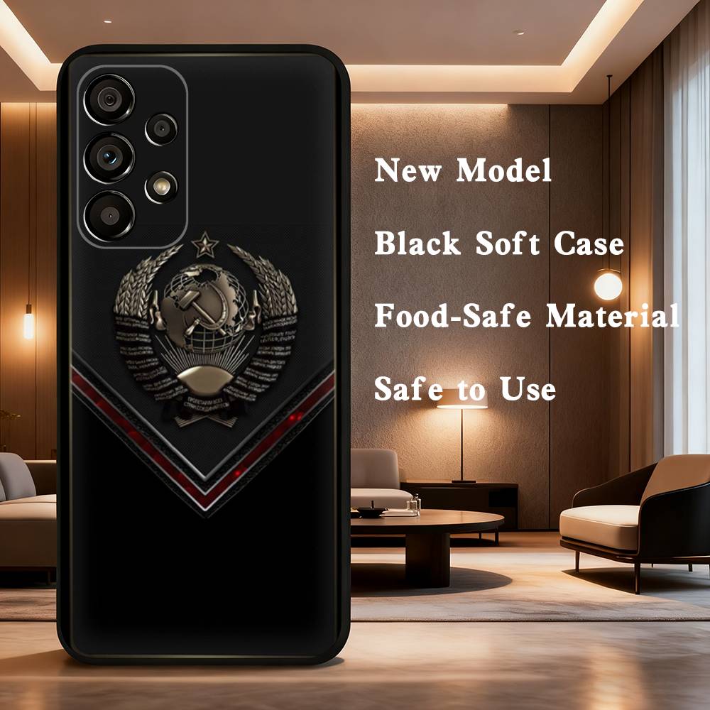 Soviet Art Medal Case For Samsung Galaxy A73,52,71,22,Note,31,8,9,53,32,72,41,J7,Soft Black Silicone Cover