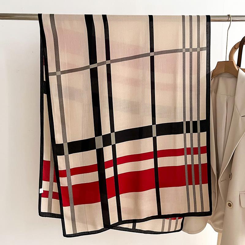 Multicolor Striped Scarf Elegant Style Thin Warm Shawl Autumn Winter Coldproof Cozy Inelastic Scarf For Women