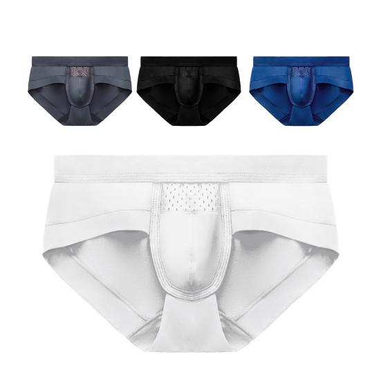 Men Briefs Low Waist Solid Color Breathable Elastic Sweat Absorption Anti-septic Slim Fit
