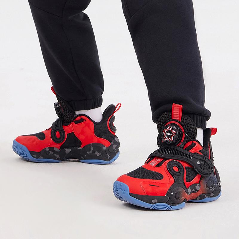 Anta Детские асимметричные удобные нескользящие амортизирующие износостойкие баскетбольные кроссовки средней высоты детские кроссовки красные черные 312319953-2