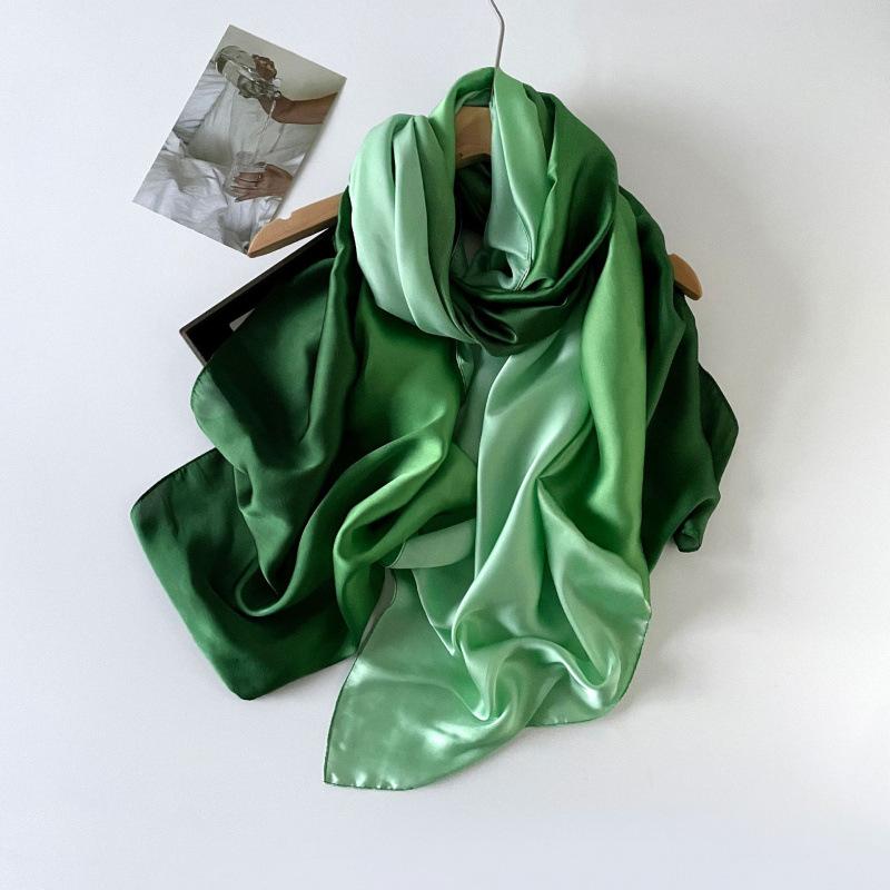 Градиентный однотонный шарф, универсальный атласный шарф, удлиненный платок, темпераментная летняя длинная женская шаль