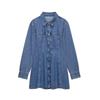 Women's Slim Fit Turn-Down Collar Short Denim Mini Dress with Button Decoration - Spring/Summer 2025 Collection