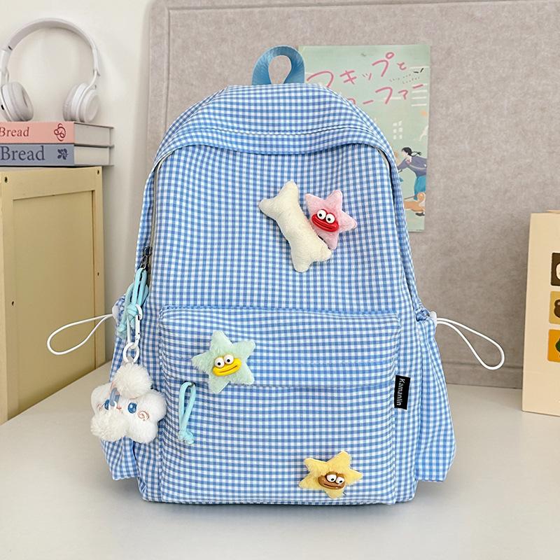 Высококачественный мягкий клетчатый рюкзак для девочек, предназначенный для поездок за границу — вместительный, подходит для учащихся средних, старших классов и студентов колледжей.
