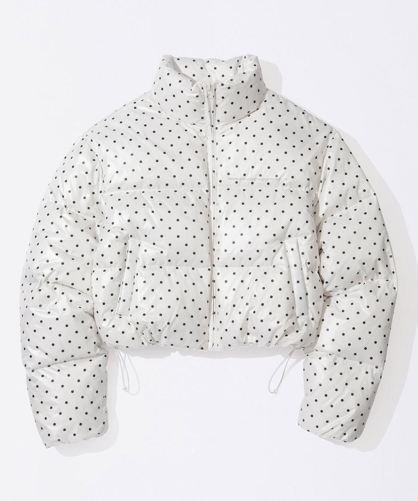 Sculptor Polka Cropped Puffer Down Ivory