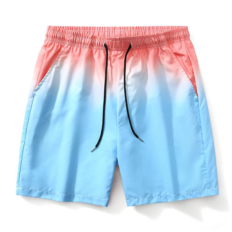 Men's Summer Quick Drying Shorts with Gradient Printed Casual Sports Beach Shorts