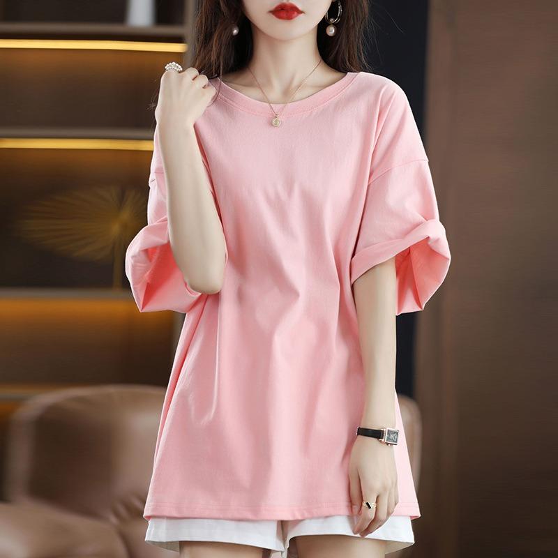 DAFIFY Женские модные повседневные летние весенние однотонные блузки и рубашки с короткими рукавами и круглым вырезом с принтом