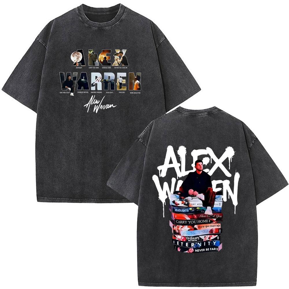 Singer Alex Warren 2026 Tour Print Tees Unisex Unisex Hiphop Tshirt Summer Cotton Loose Casual Vintage Washed Tshirts Streetwear