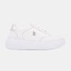 Women's White Lace-Up Sneakers with Thick White Sole