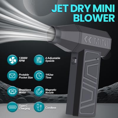 Портативный электрический пылесос для чистки пылесосом для автомобиля, снегоочиститель, 4 передачи, регулируемый турбореактивный вентилятор, зарядка типа C