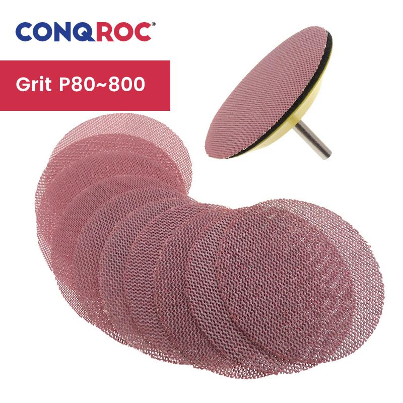 75mm(3-Inch) Sanding Discs Dust Free Mesh Grid Aluminum Oxide Dry Sandpapers Hook & Loop 100-Piece Grit P80~800