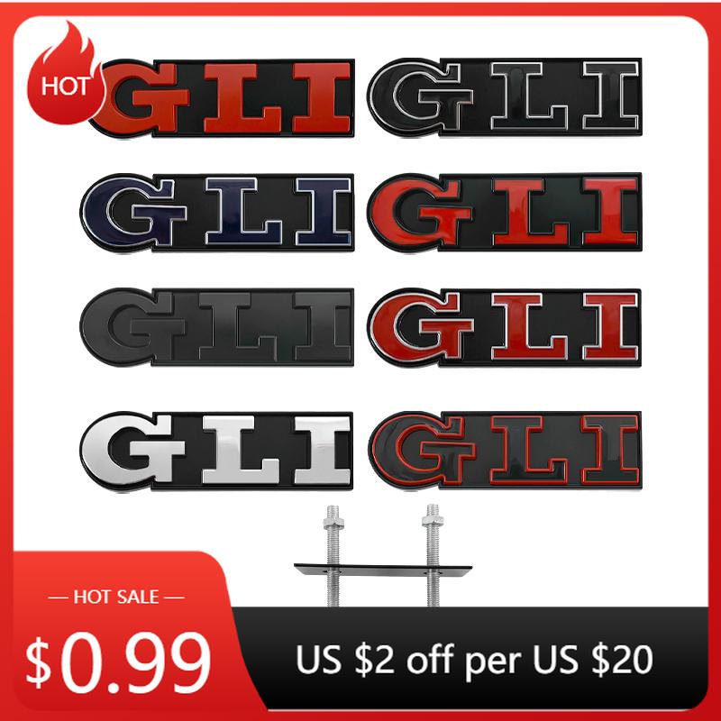 BHE1 For VW VOLKSWAGEN 2026 New 3D Metal Red Black GLI Logo Front Grill Emblem Badge For Volkswagen VW Sagitar Bora Jetta MK4 MK2 Mk3