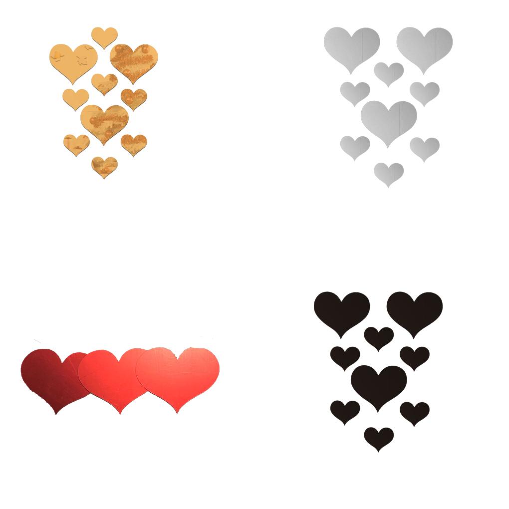 10 шт./компл. Зеркальная наклейка в виде сердца любви, акриловые 3D зеркальные обои, съемные наклейки на стену для гостиной