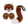 Furry Therian Costume Set for Girls Women Faux Fur Tail Plush Masque Fluffy Paw Gloves Set Fox Cat Wolf Animal Cosplay Accessories for Halloween