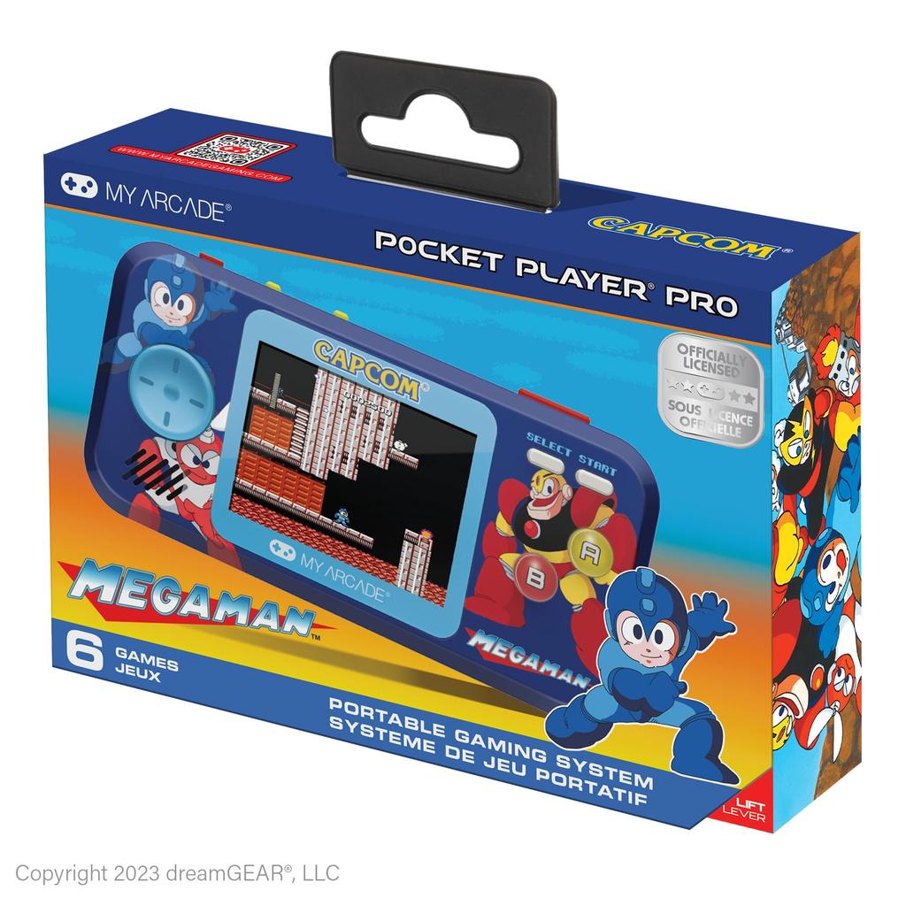 My Arcade Mega Man Pocket Player Pro: Портативная видеоигровая система с 6 играми, цветным дисплеем 2,75 дюйма, эргономичным дизайном