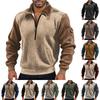 Men's Solid Color Corduroy Zipper Neck Long Sleeve Top Men's Casual Lapel Top