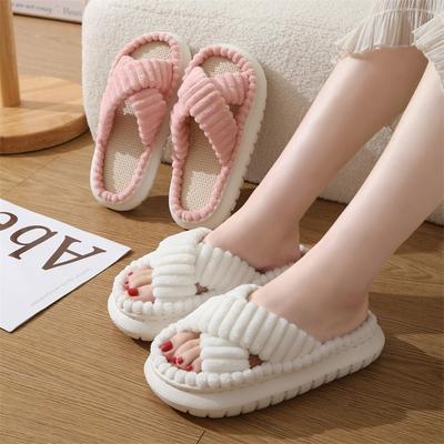 Весенне-осенние вельветовые домашние хлопковые тапочки женские домашние мужские и женские подошва из ЭВА толстая нескользящая напольная домашняя тепло