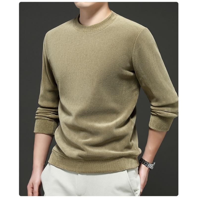 Men S Fleece Thick Crew Neck Solid Casual Pullover Sweatshirt