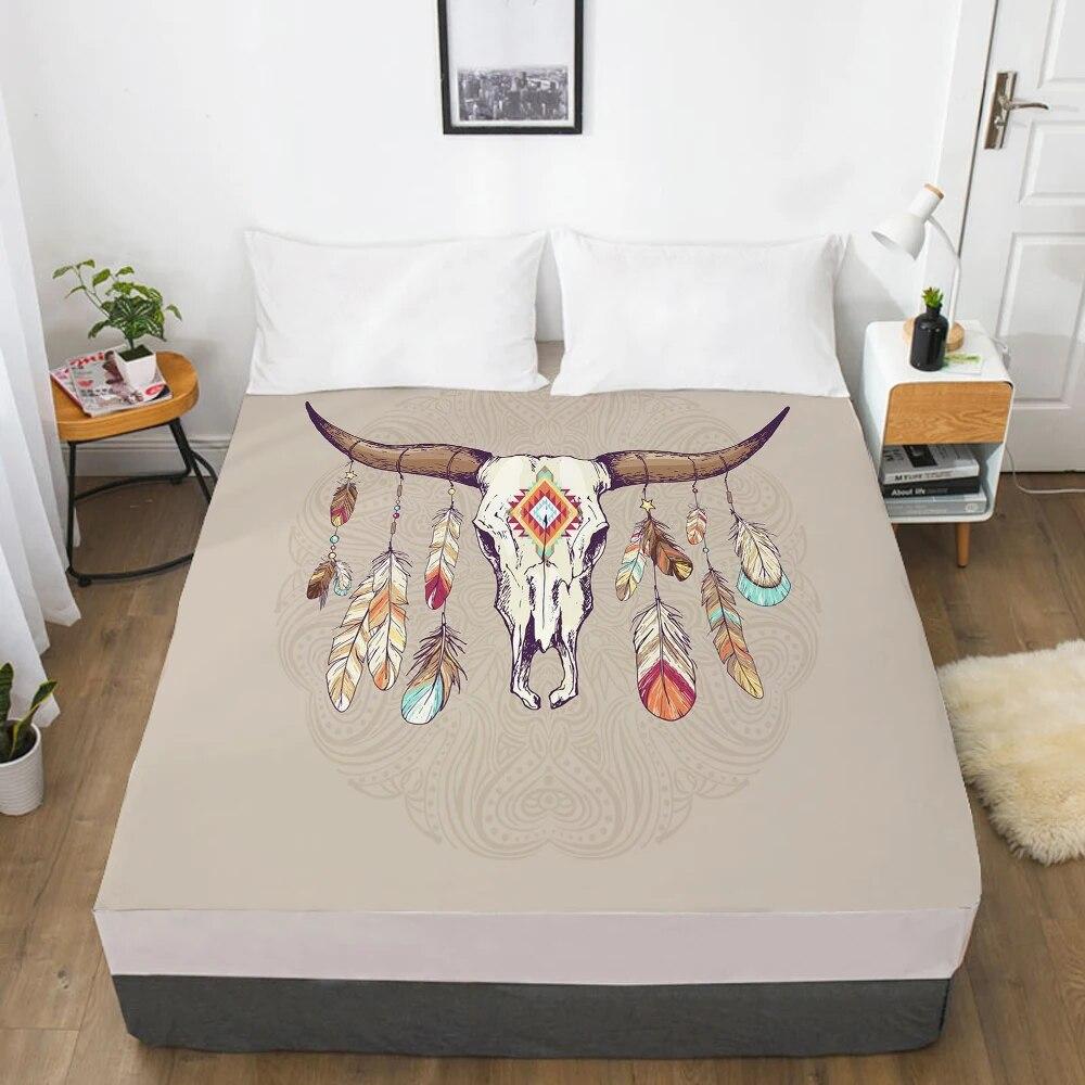 Customize Fitted Sheets Mattress Cover With Elastic Band 3D Bedsheet Linens 90x200 200x220 Bed Sheet Bedding Bohemia