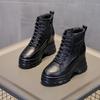 Women Ankle Boots High Platform Cow Leather Boots Ulzzang 9CM Wedge Heels Sneakers Woman Autumn Thick Sole Leather Short Boots