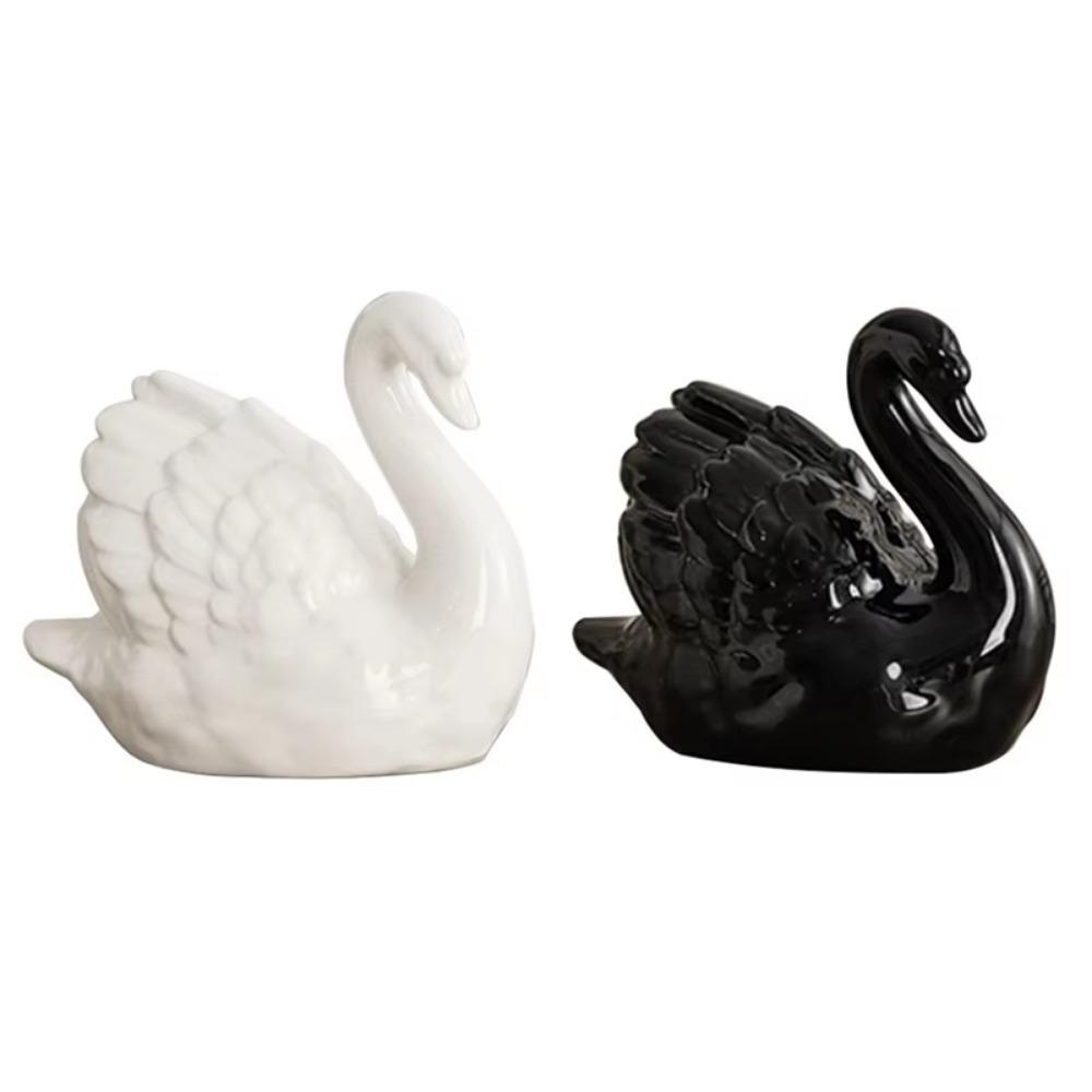 Elegant White Swan Statue Unique Swan Couple Figurine Nordic Black Swan Ornaments  Wedding Gift