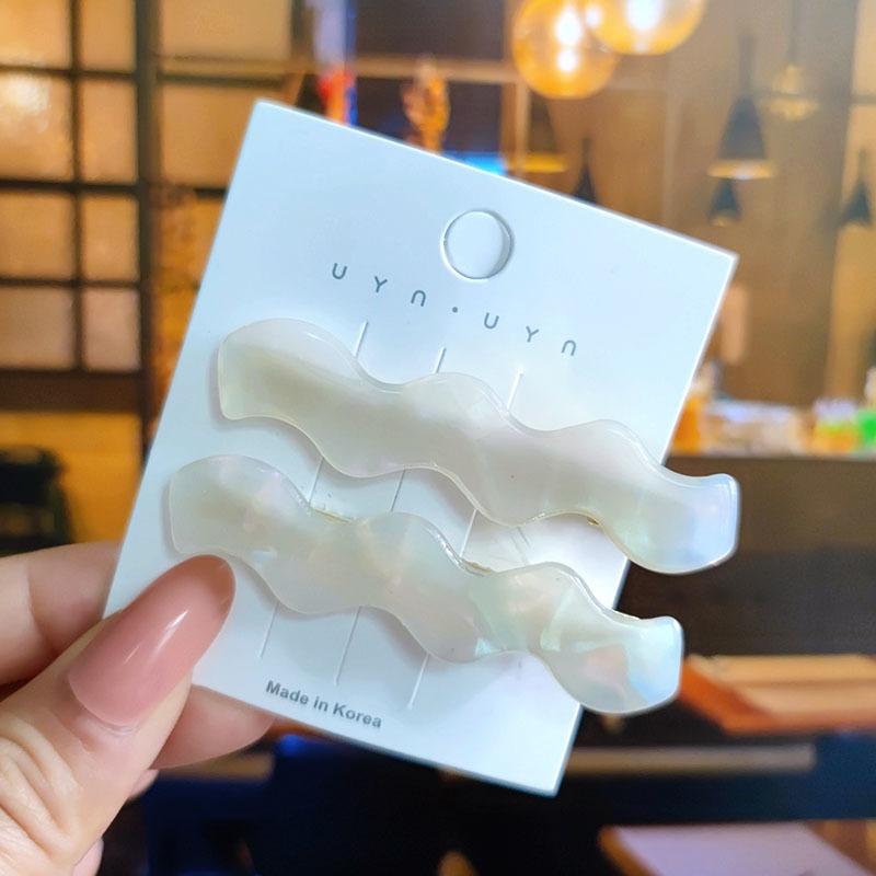 2 шт./компл., модные акриловые заколки для волос с рябью для женщин, корейские однотонные леопардовые заколки для волос, милые заколки для девочек, аксессуары для волос, головные уборы