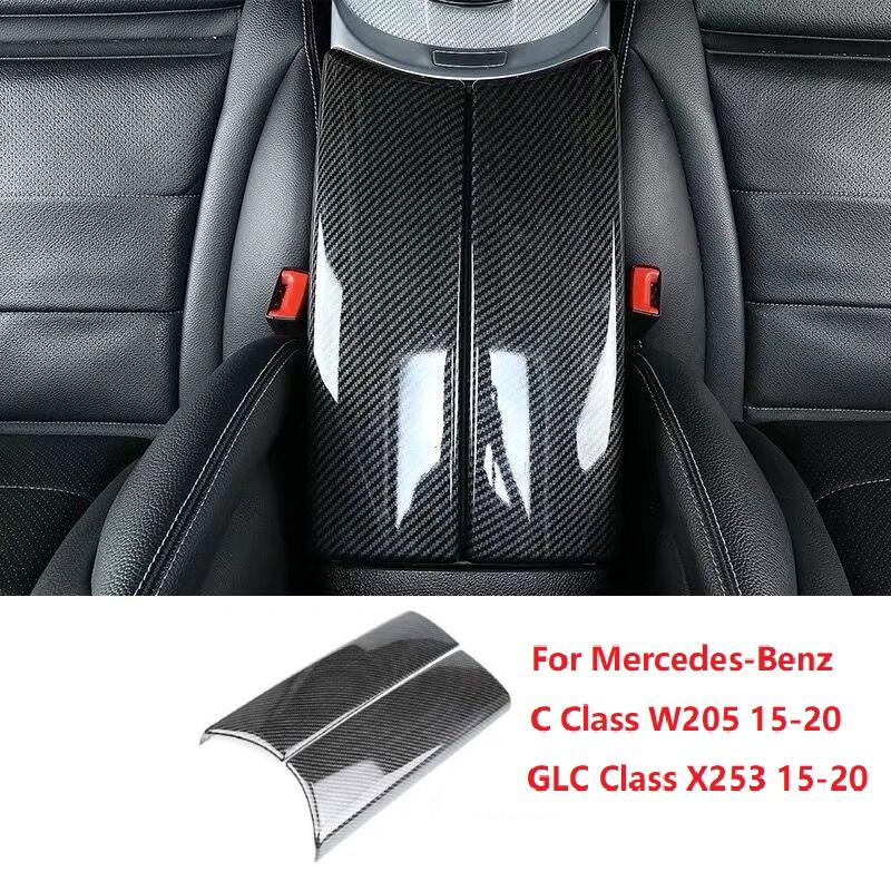 2 шт., центральный подлокотник автомобиля, отделка, крышка из АБС-пластика, углеродное волокно/класс черный для Mercedes-Benz CE GLC Class W213 W205 X253
