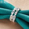 925 Sterling Silver Round Square AAA Zircon Ring Fashion Wedding Jewelry