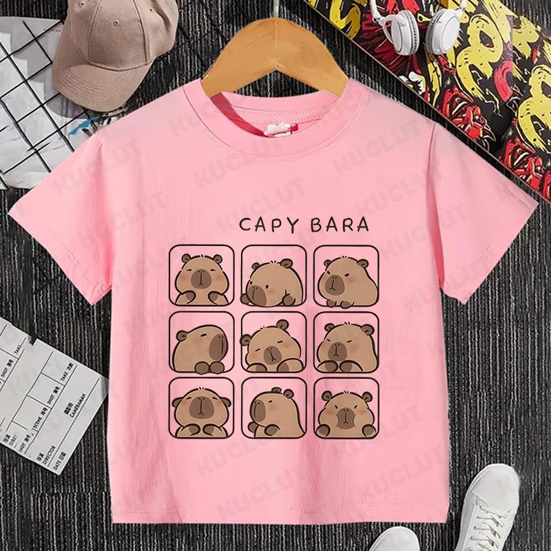 Детская одежда Kawaii Cartoon Anime Capybara футболка с коротким рукавом Cute Capybara Lover Animal Capybaras Harajuku футболка подарок