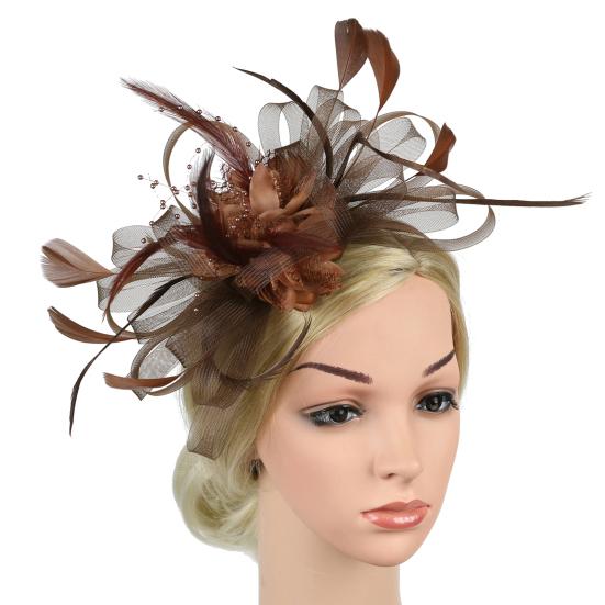 Feather Mesh Solid Color Fascinator Hat Hair Clip Women Cocktail Wedding Party Bridal Hat Fascinator Hair Accessories
